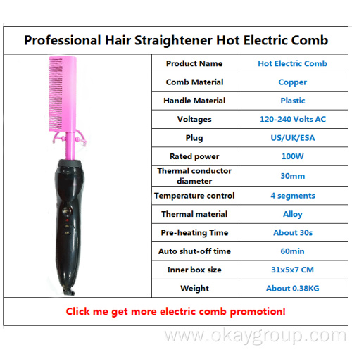 Hair Straightening Culring Electric Hot Comb Wholesale